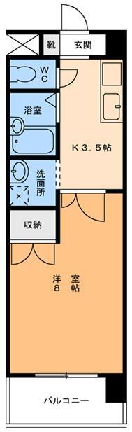 サンループ大手町(1K/4階)の間取り写真