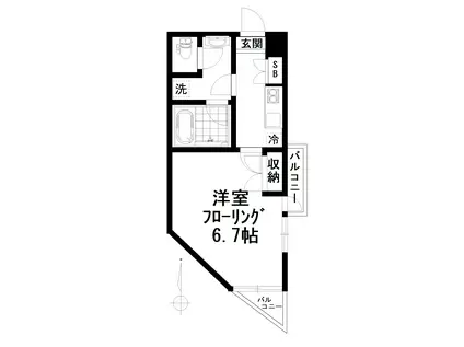 TERZO CASA(1K/3階)の間取り写真