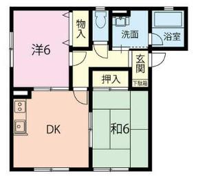 ハイツ宝林 A棟(2DK/2階)の間取り写真