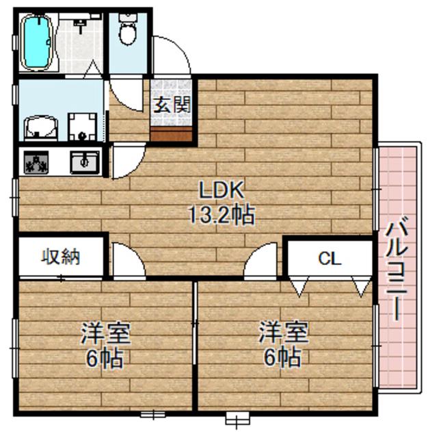 RAINBOW HEIGHTS(2LDK/1階)の間取り写真