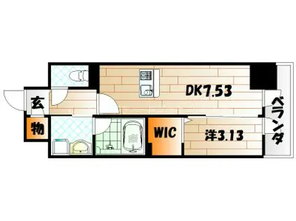 プレジデンス ざ旦過(1DK/9階)の間取り写真