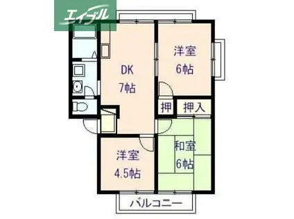 メゾンフォレスタII(3DK/2階)の間取り写真