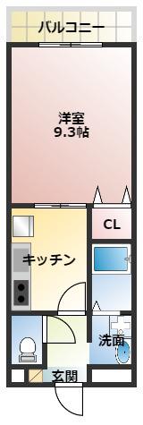 アンプルールフェールGLANDMOB(1K/2階)の間取り写真