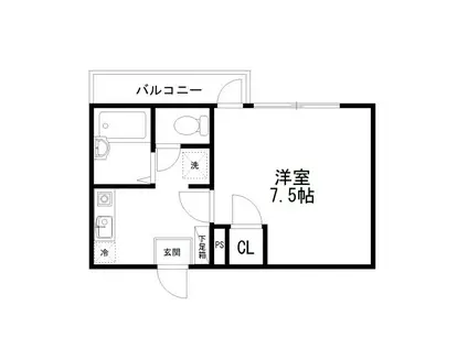 アメニティC(1K/1階)の間取り写真