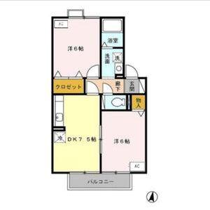 PLAIRE C棟(2DK/2階)の間取り写真