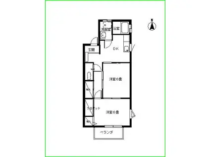 パティオ・I(2DK/2階)の間取り写真