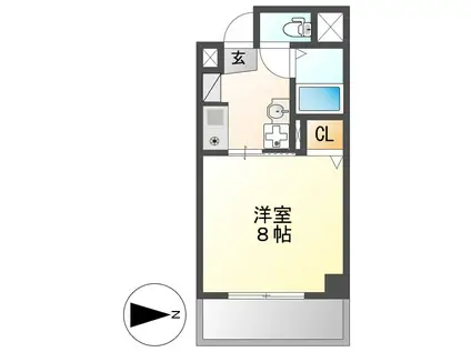 ルフィール八田(1K/5階)の間取り写真
