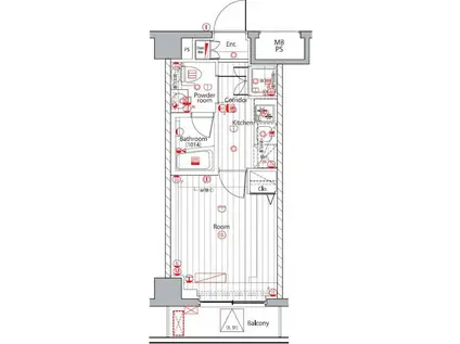 プレミアムキューブ広尾(1K/3階)の間取り写真