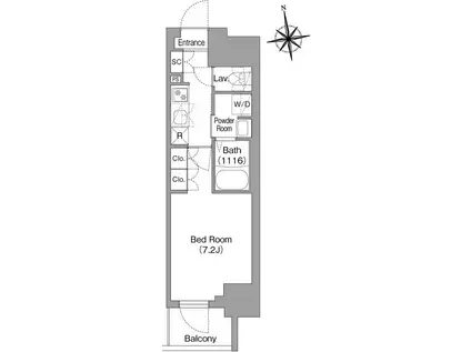 コンフォリア・リヴ北新宿(1K/2階)の間取り写真