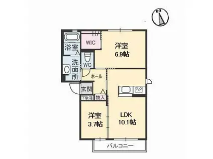 グロリアス(2LDK/2階)の間取り写真