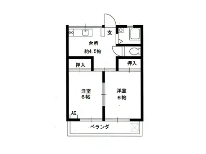 ミワハイツ(2K/2階)の間取り写真