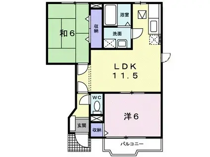 アンソレイエアピテ(2LDK/1階)の間取り写真