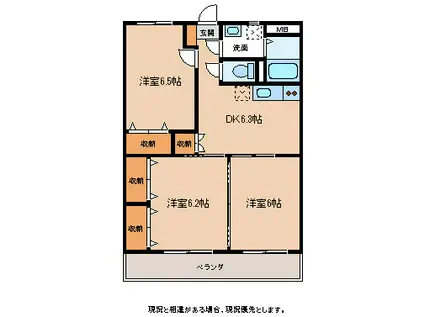 カーサ・メーラ(3DK/1階)の間取り写真