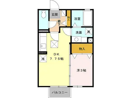 D-ROOM A(1DK/2階)の間取り写真