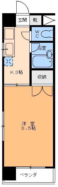 ドリームハイツ味酒(1K/5階)の間取り写真