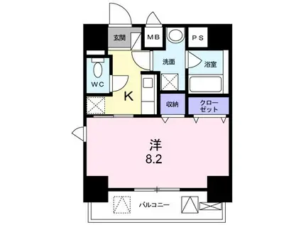 ヴェルトヘン横濱子安(1K/8階)の間取り写真