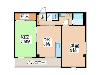 リジューム(2DK/4階)の間取り写真