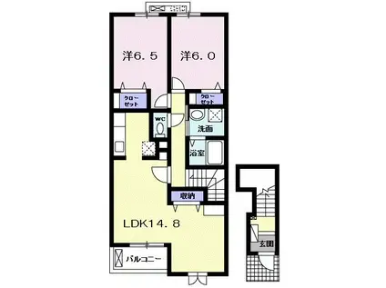 カーサ・プラシード(2LDK/2階)の間取り写真