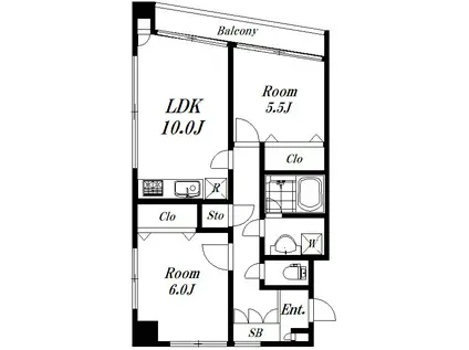 広尾ユタカタワーズ(2LDK/8階)の間取り写真