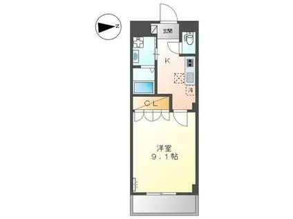 パラシオン平塚(1K/1階)の間取り写真