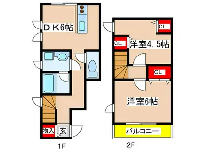 エクセレント向ヶ丘(2DK/1階)の間取り写真
