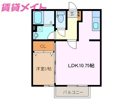 フォルトゥーナ(1LDK/2階)の間取り写真
