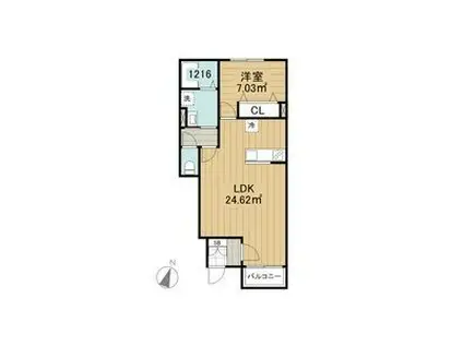 ベレッツァ伊坂台(1LDK/1階)の間取り写真