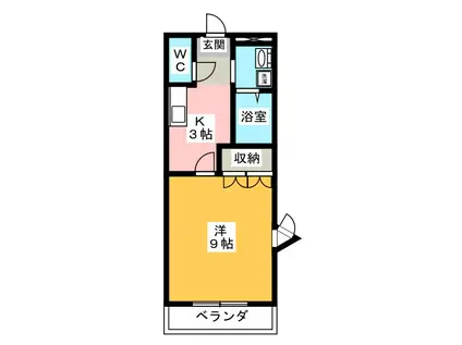 ウエストブルー(1K/2階)の間取り写真