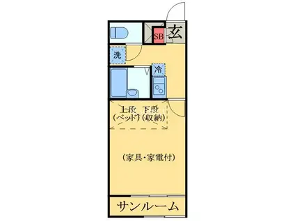 LPバンビーノ花輪(1K/1階)の間取り写真