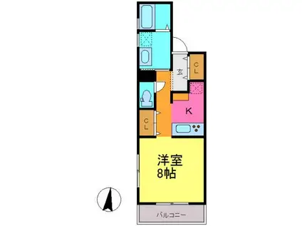 クレール・シャンブル(1K/3階)の間取り写真