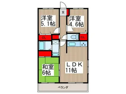 入間市駅 徒歩8分 都市ガス 3LDK RC造(3LDK/3階)の間取り写真