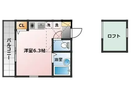 ランドヒルズ横浜(ワンルーム/2階)の間取り写真