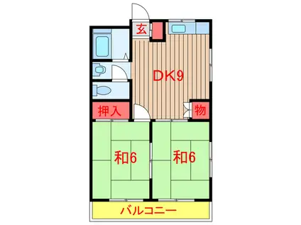 メゾンソレイユ(2DK/2階)の間取り写真