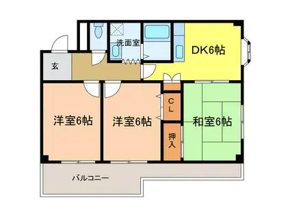 ローズホール(3DK/2階)の間取り写真