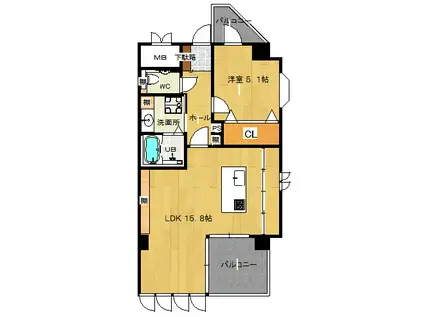 ルナ・ピエーナ(1LDK/2階)の間取り写真