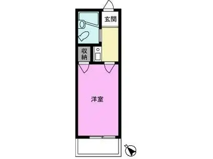 ウィング東越谷(1K/2階)の間取り写真