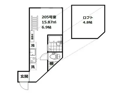 インベスト大井町18(ワンルーム/2階)の間取り写真
