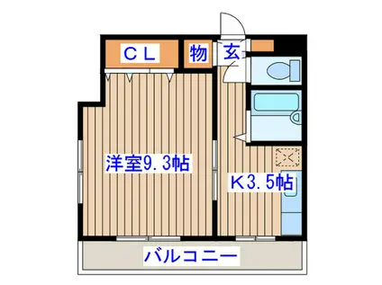青葉パークヒルズ(1K/3階)の間取り写真