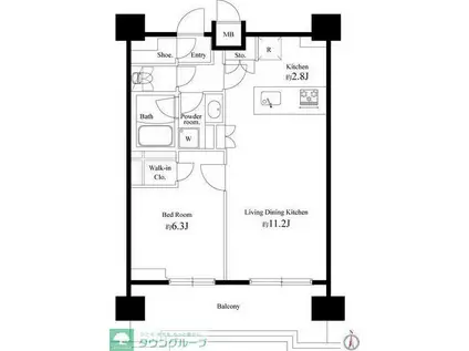 メインステージ菊川(1LDK/6階)の間取り写真