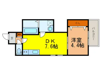 花畑プレミア(1DK/2階)の間取り写真