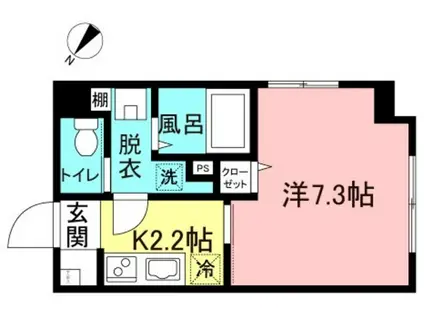 プレリエ(1K/2階)の間取り写真