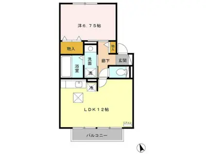 セジュール川島田(1LDK/1階)の間取り写真