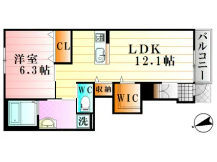 エクセレンス東野III番館(1LDK/1階)の間取り写真