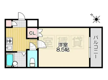 ヒルズ山花(1K/1階)の間取り写真