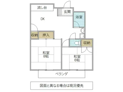 コーポラス明和(2DK/3階)の間取り写真
