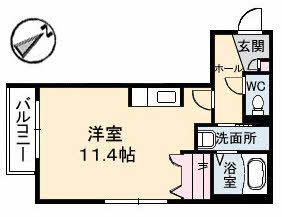 ベルヴュー段原(ワンルーム/3階)の間取り写真