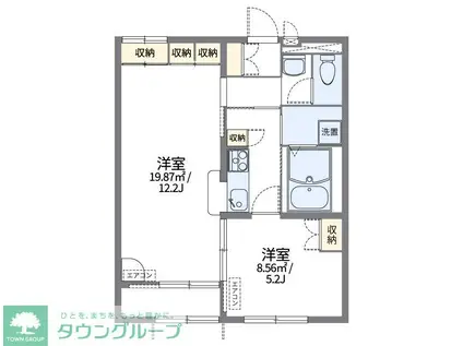 レオパレスオークガーデン(1LDK/2階)の間取り写真