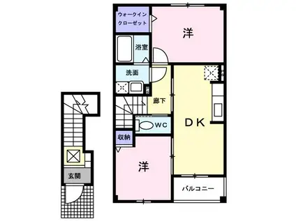 ブロンクスB(2DK/2階)の間取り写真