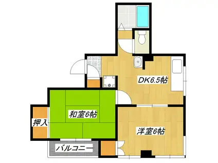 カーサ十全堂(2DK/4階)の間取り写真