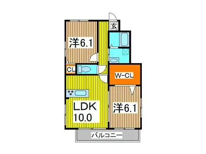 フローラ(2LDK/1階)の間取り写真
